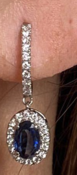 OVAL SAPPHIRE AND DIAMOND DROP EARRINGS