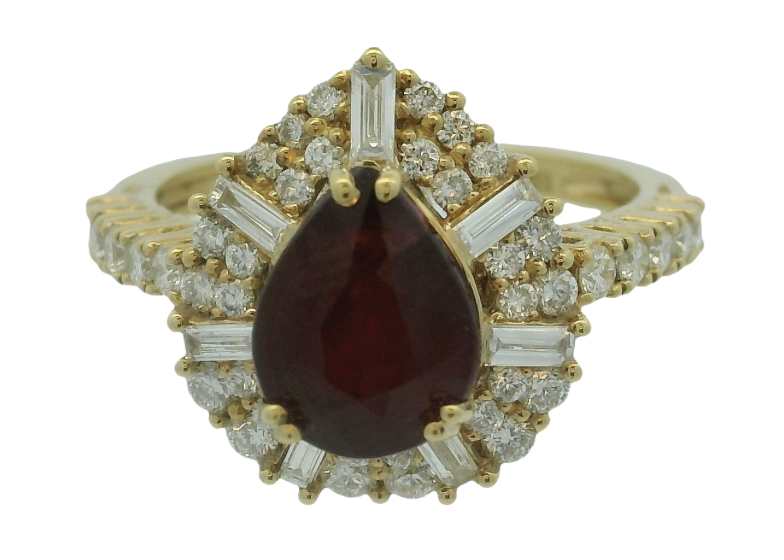 PEAR RUBY RING