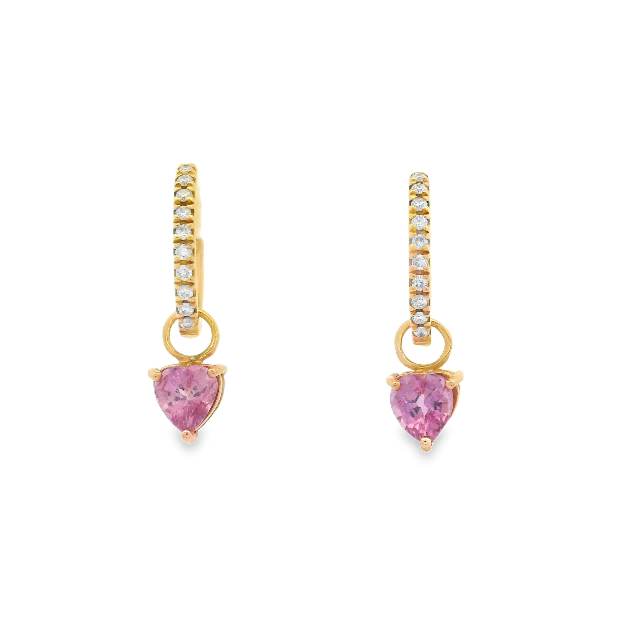 PINK SAPPHIRE HEARTS HOOPS
