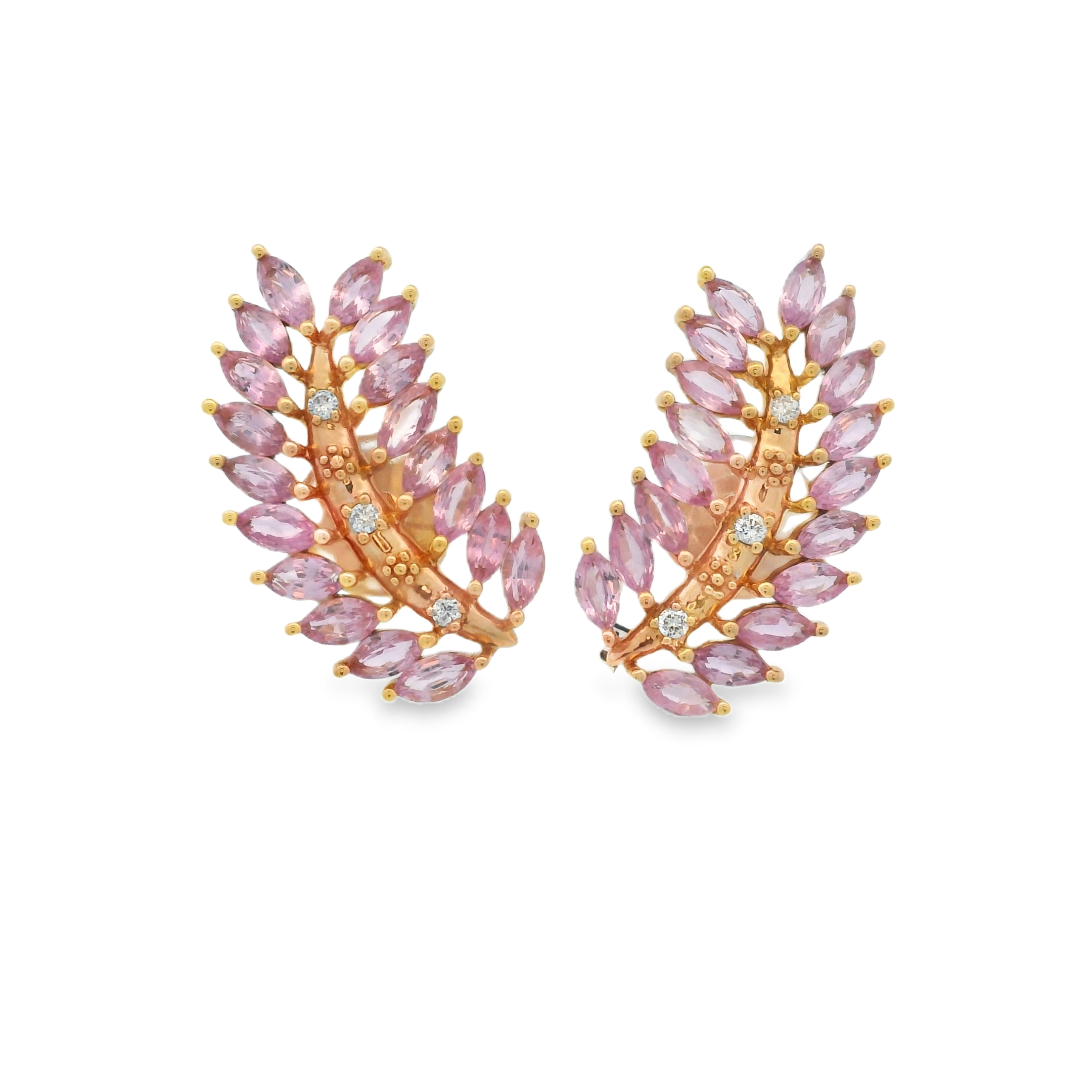 PINK SAPPHIRE LEAVES CLUSTERS