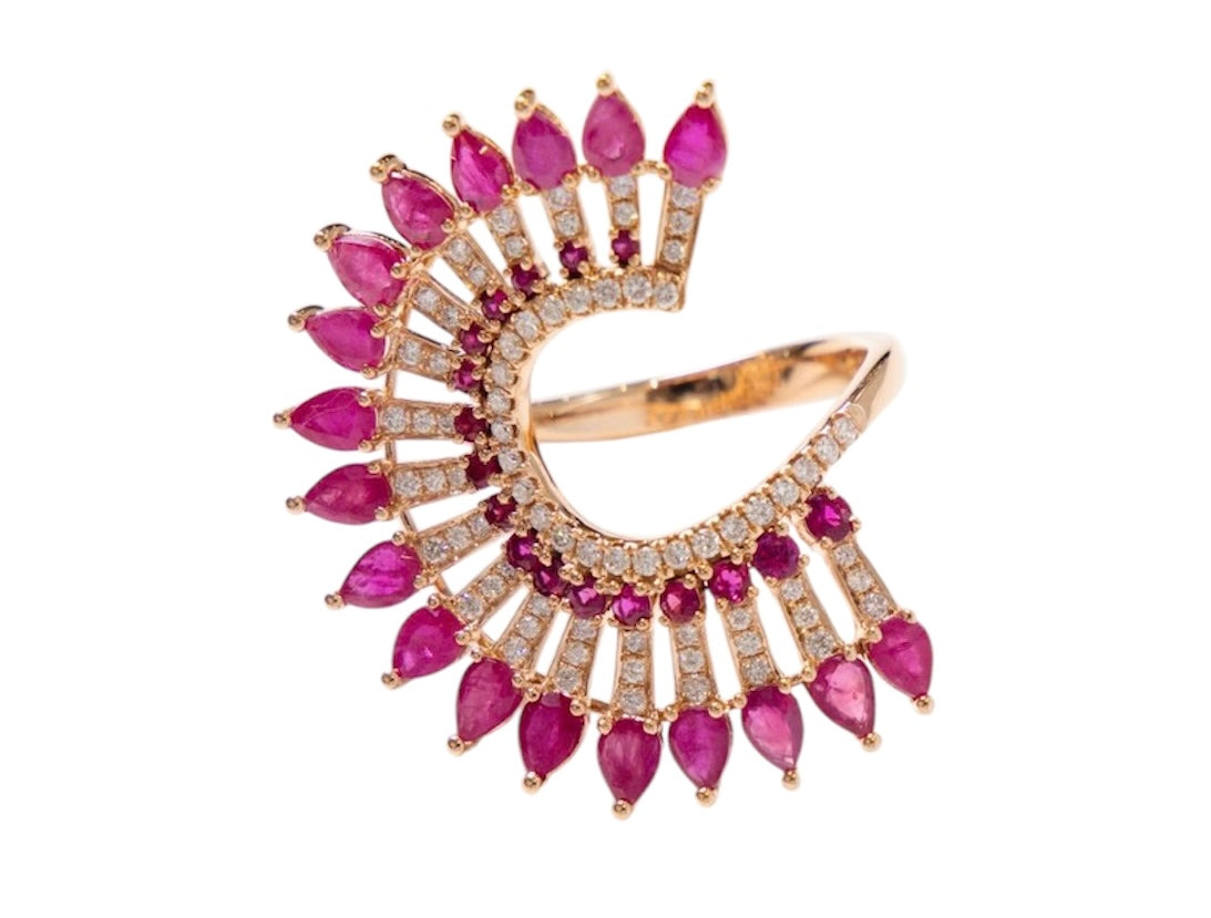 CAROUSEL DIAMOND AND RUBY COCKTAIL RING