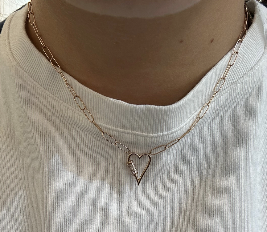 ROSE GOLD DIAMOND LINK NECKLACE WITH HEART