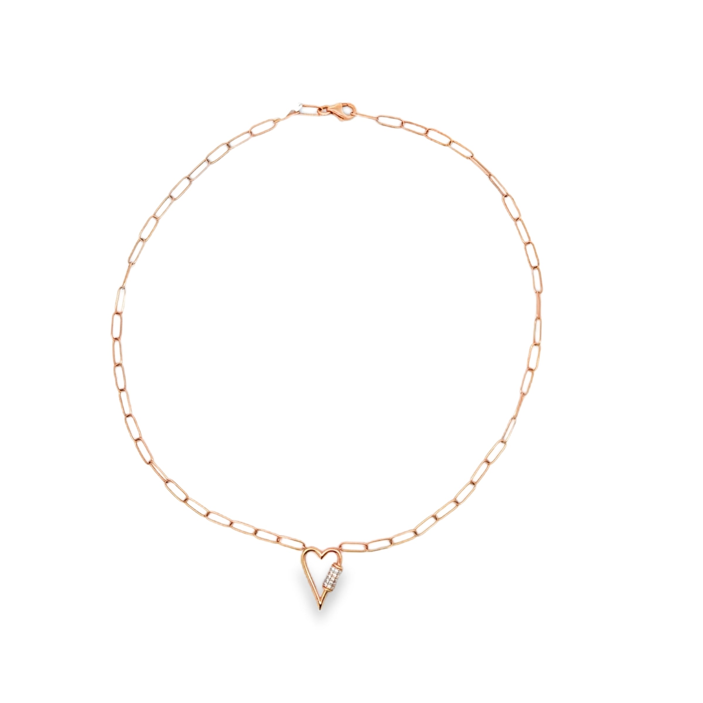 ROSE GOLD DIAMOND LINK NECKLACE WITH HEART