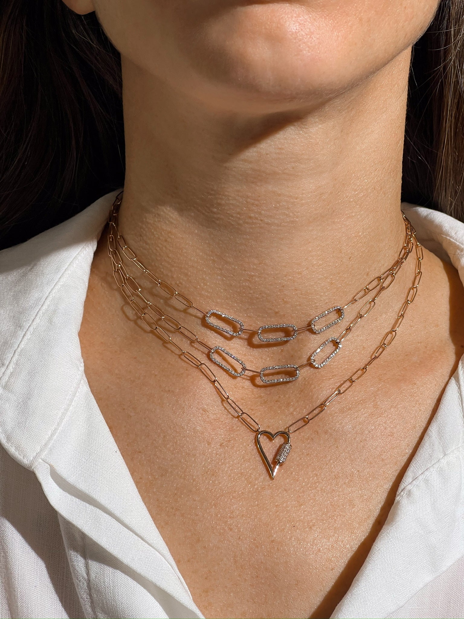 ROSE GOLD DIAMOND LINK NECKLACE WITH HEART