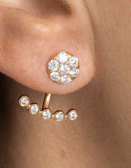 ROSE GOLD DIAMOND STUD EARRINGS WITH JACKET