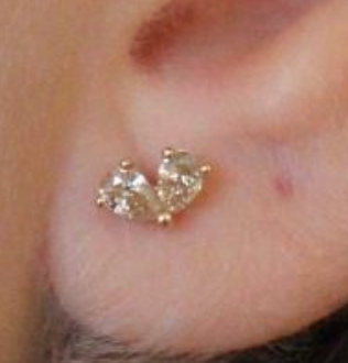 ROSE GOLD DOUBLE MINI TEARDROP EARRINGS WITH CHAMPAGNE DIAMONDS