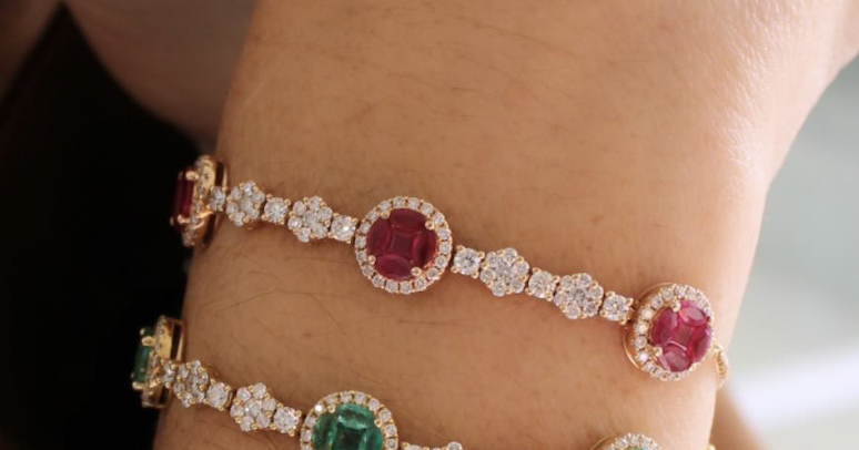 ROSE GOLD RUBY DIAMOND ROUND BRACELET