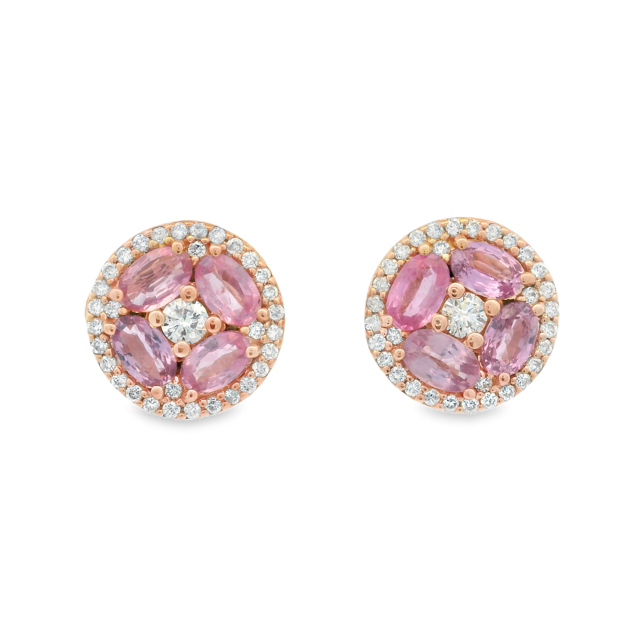 ROUNDED PINK SAPPHIRE STUDS