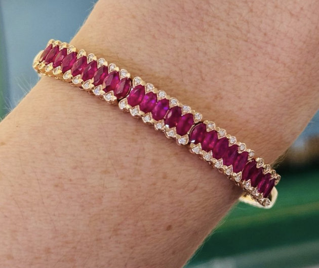 RUBY MARQUISE CUT AND DIAMOND CUFF