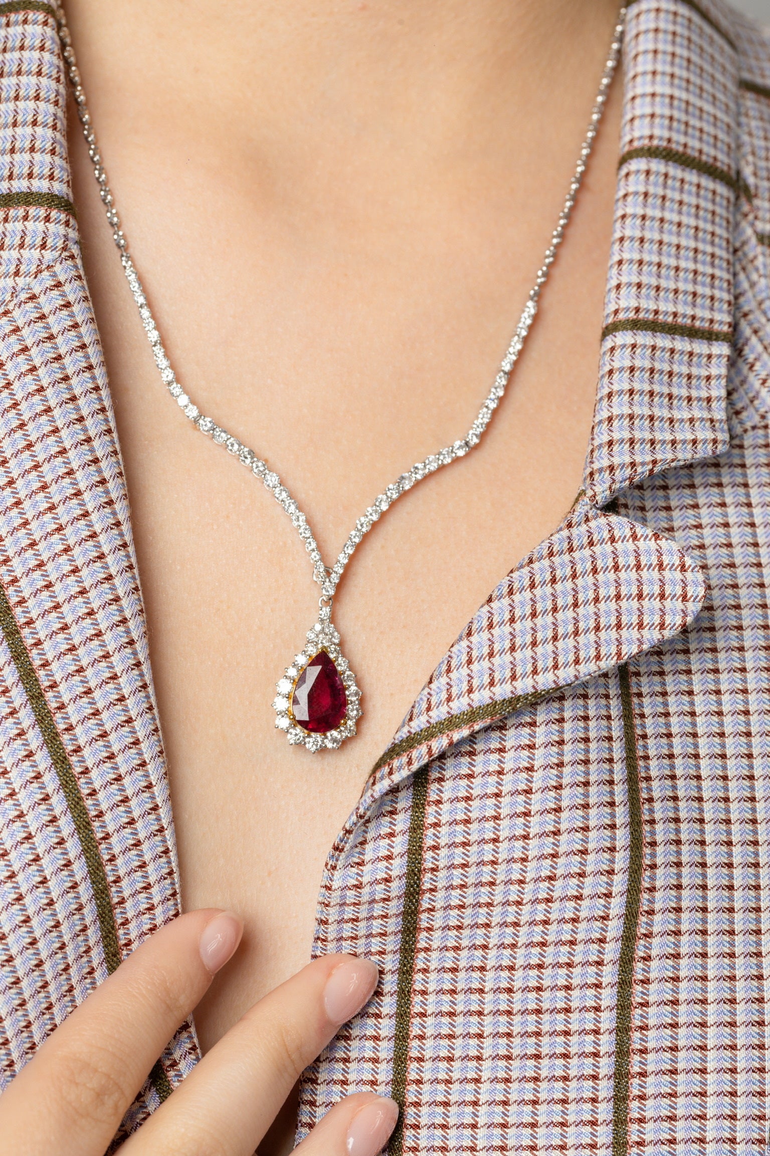 RUBY TEAR DROP DIAMOND NECKLACE