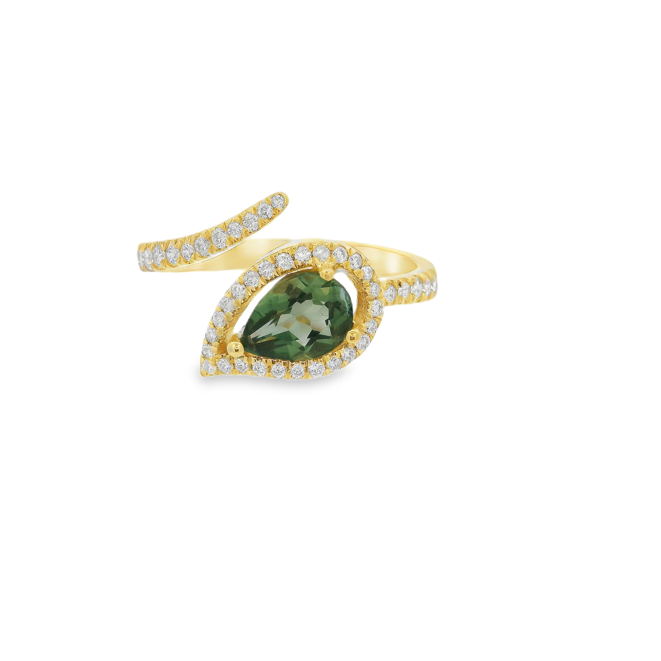 GREEN AMETHYST LEAF RING