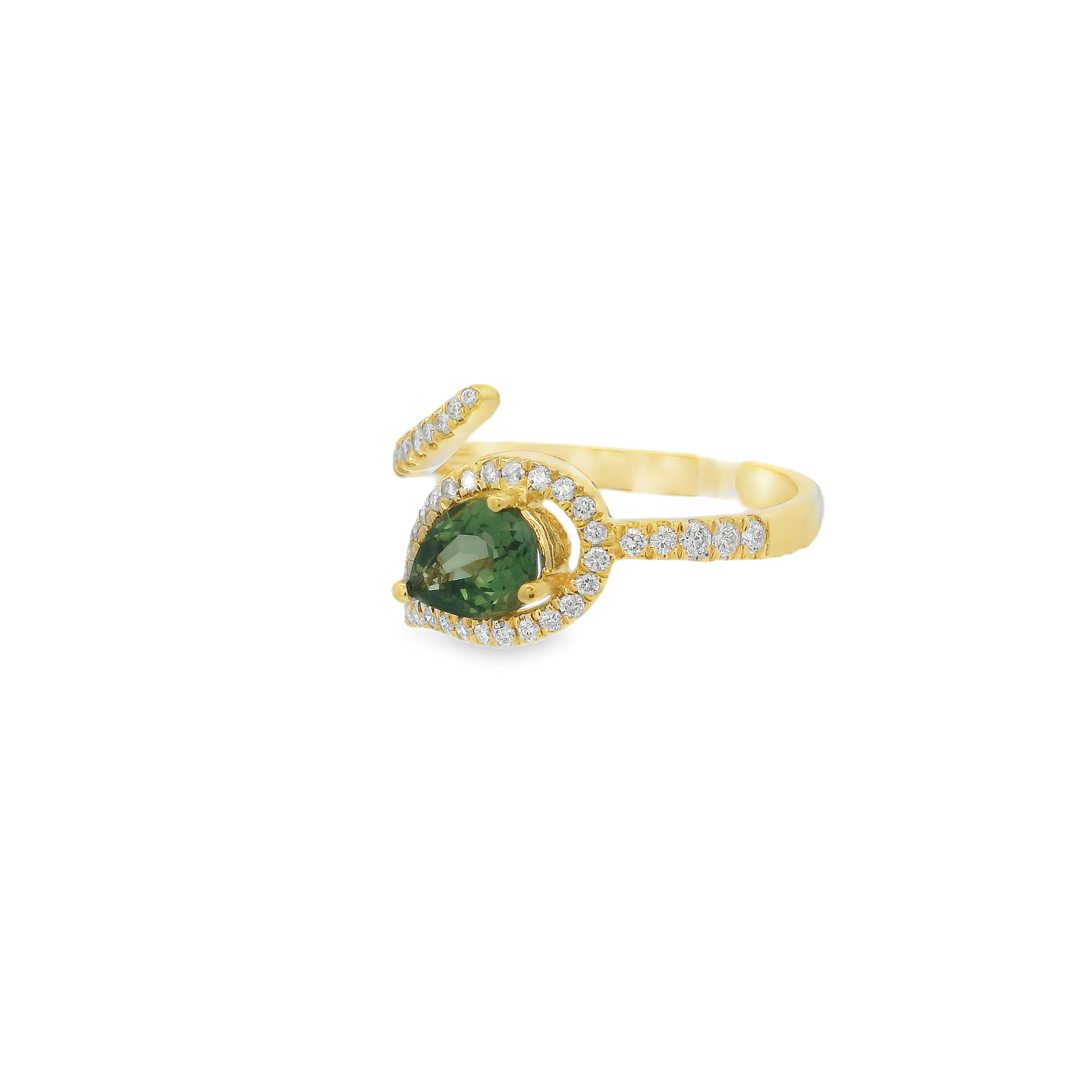 GREEN AMETHYST LEAF RING