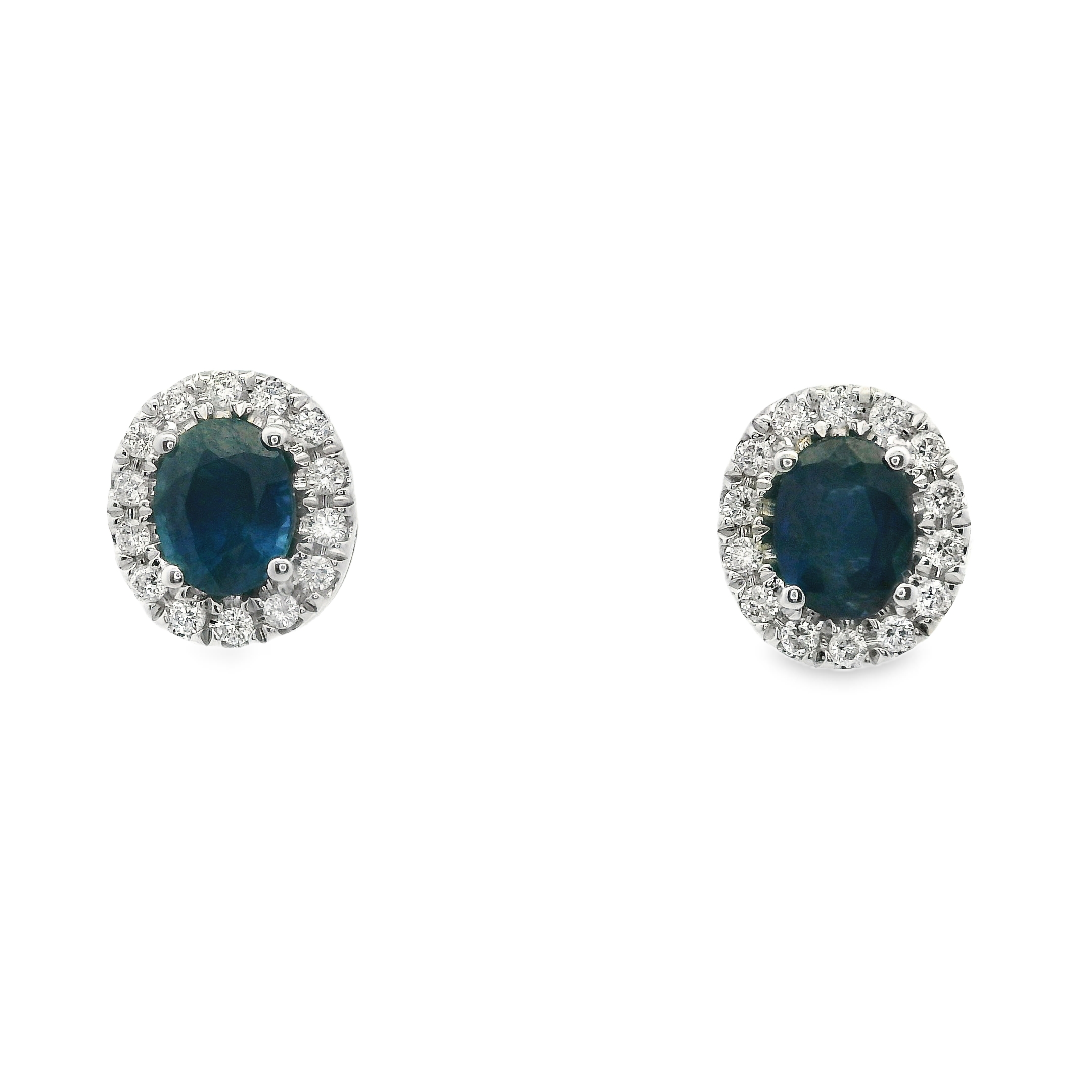SAPPHIRE STUDS WITH DIAMOND HALO