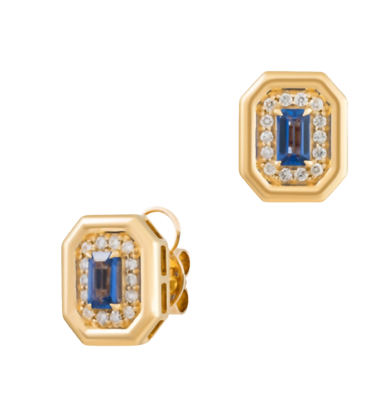 SAPPHIRE SQUARED GOLDEN EARRINGS