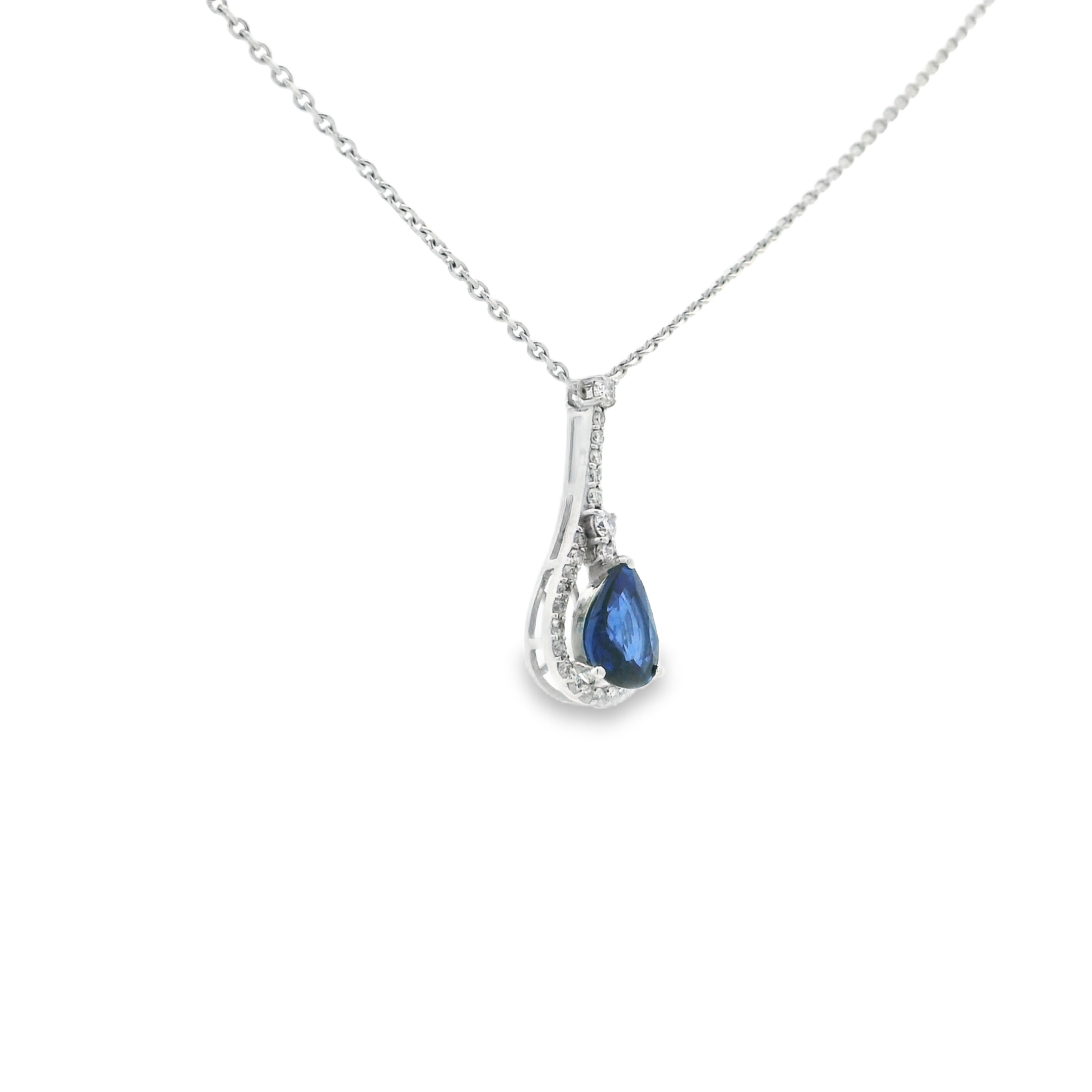 SAPPHIRE TEAR-DROP PENDANT NECKLACE