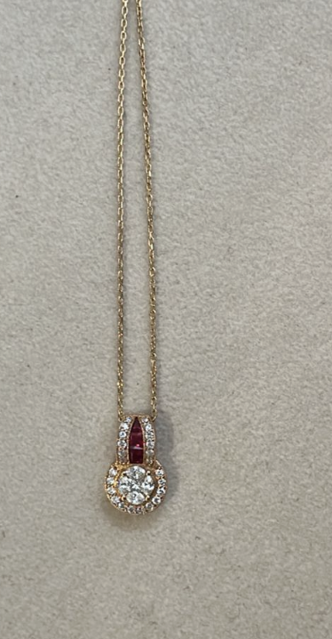 STUD RUBY AND DIAMOND PENDANT