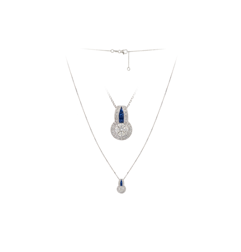 STUD SAPPHIRE AND DIAMONDS PENDANT
