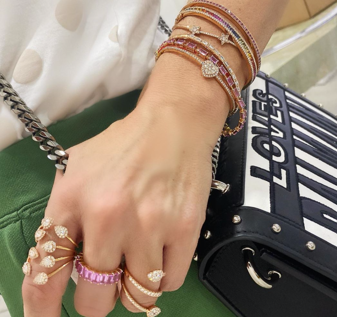 LINE BANGLE PINK SAPPHIRES