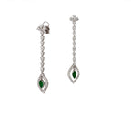 LONG DIAMOND AND EMERALDS DANGLE EARRINGS