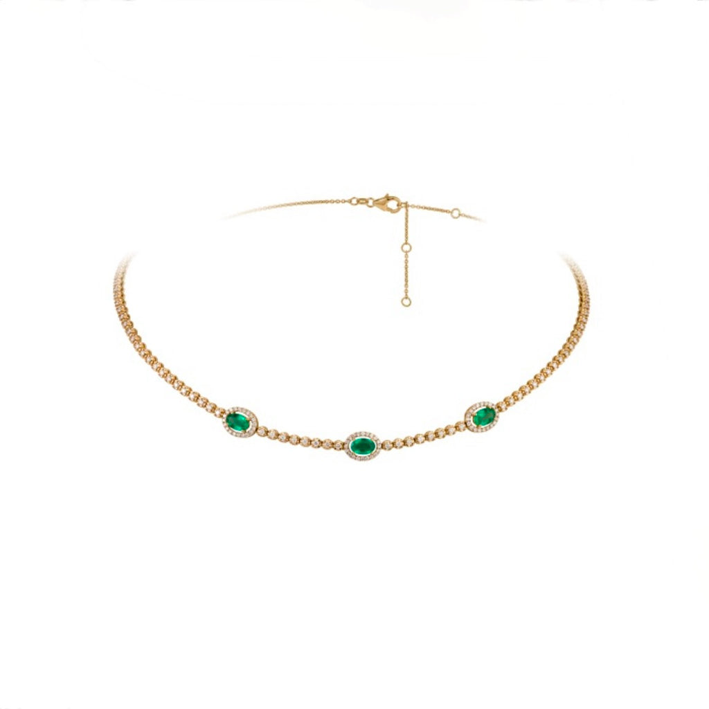 OVAL EMERALD AND DIAMOND CHOKER
