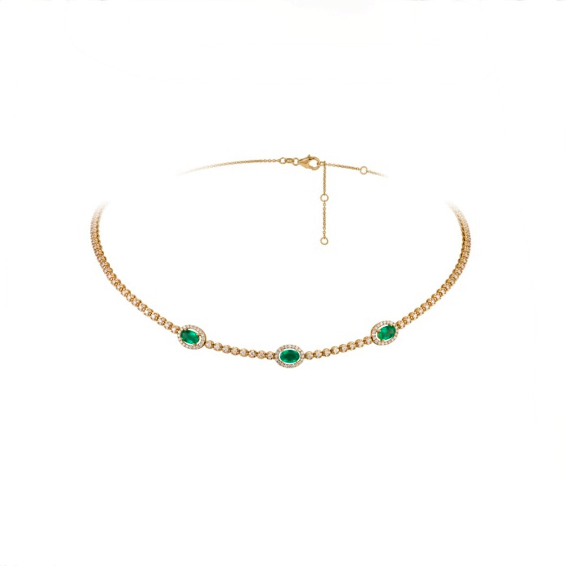 OVAL EMERALD AND DIAMOND CHOKER