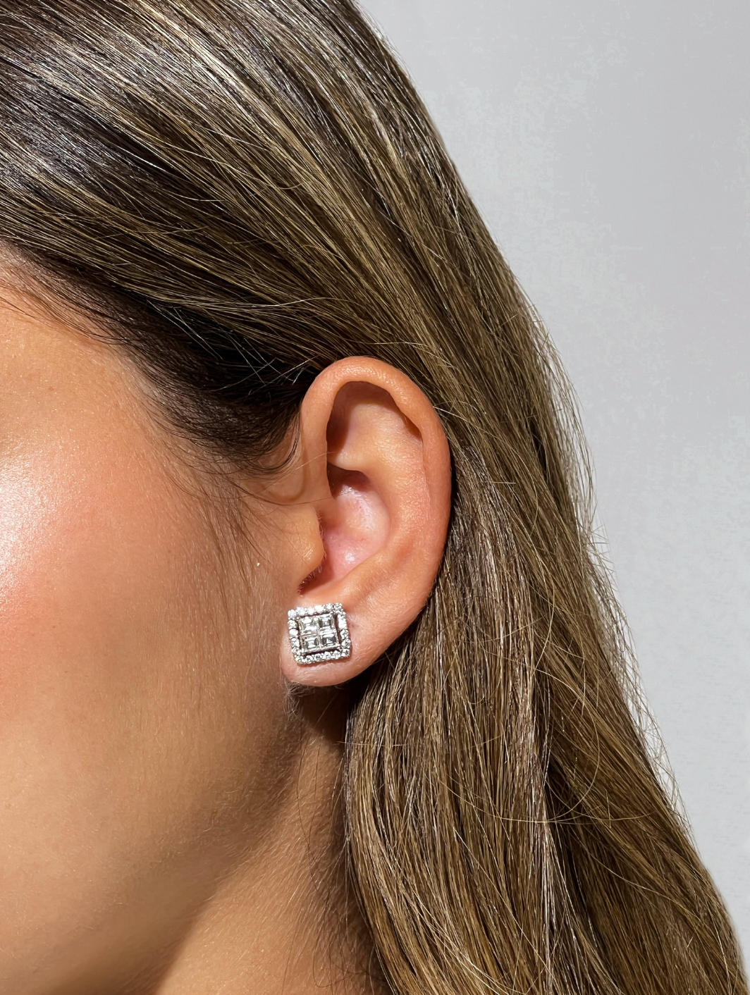 GLITTER GRID DIAMOND EARRINGS