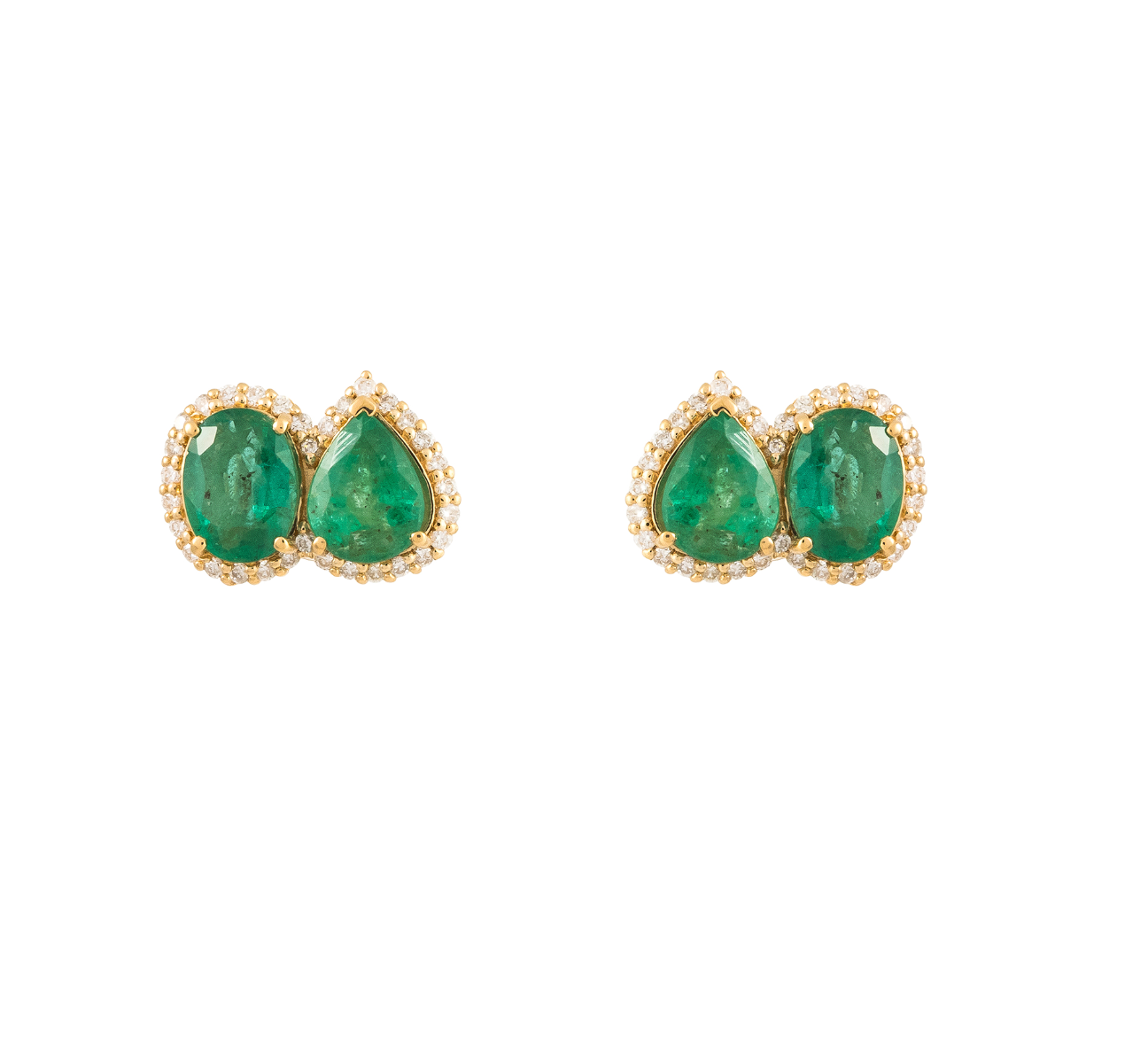 TWO-STONE EMERALD EARRINGS