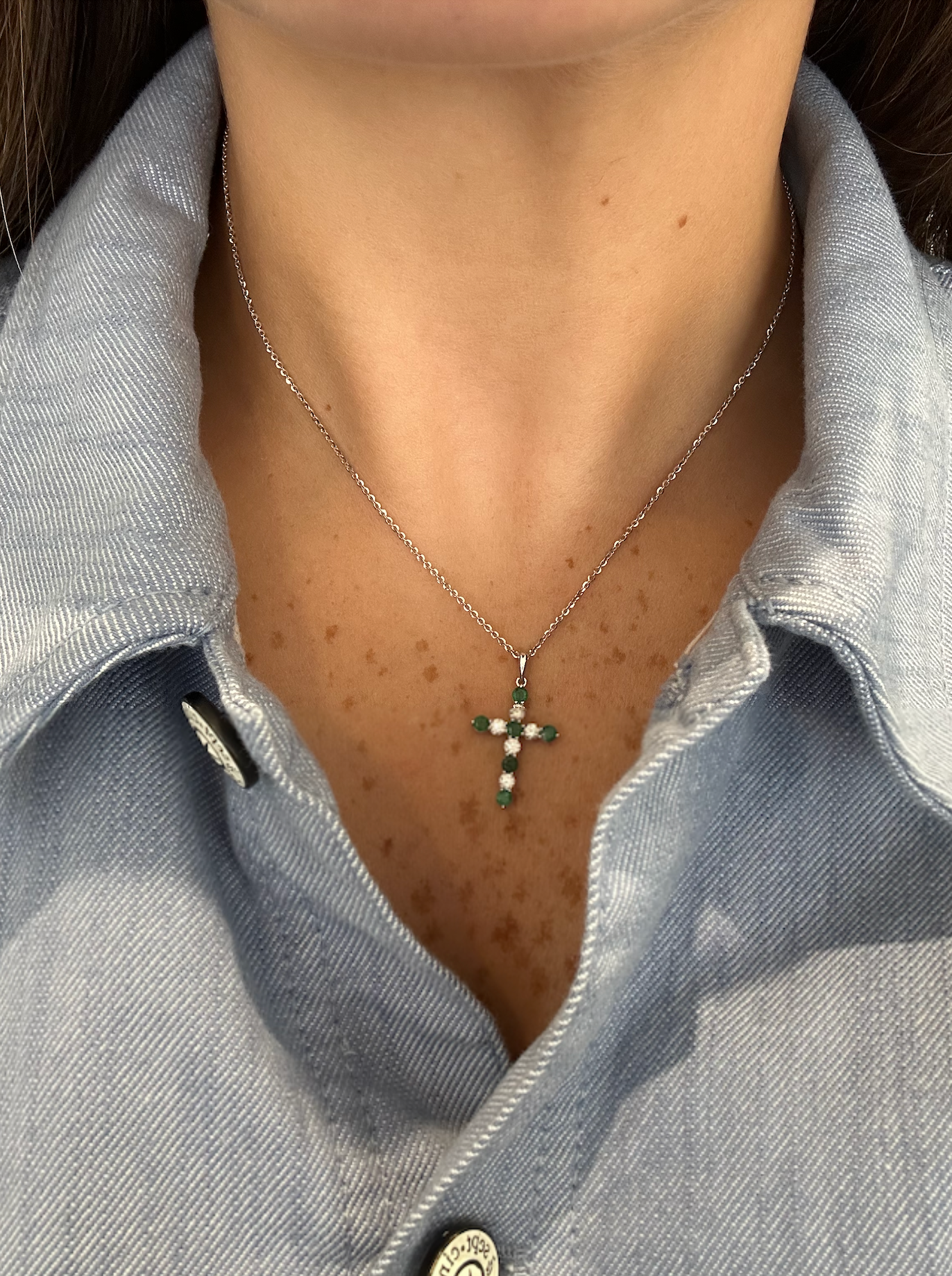EMERALD CROSS NECKLACE