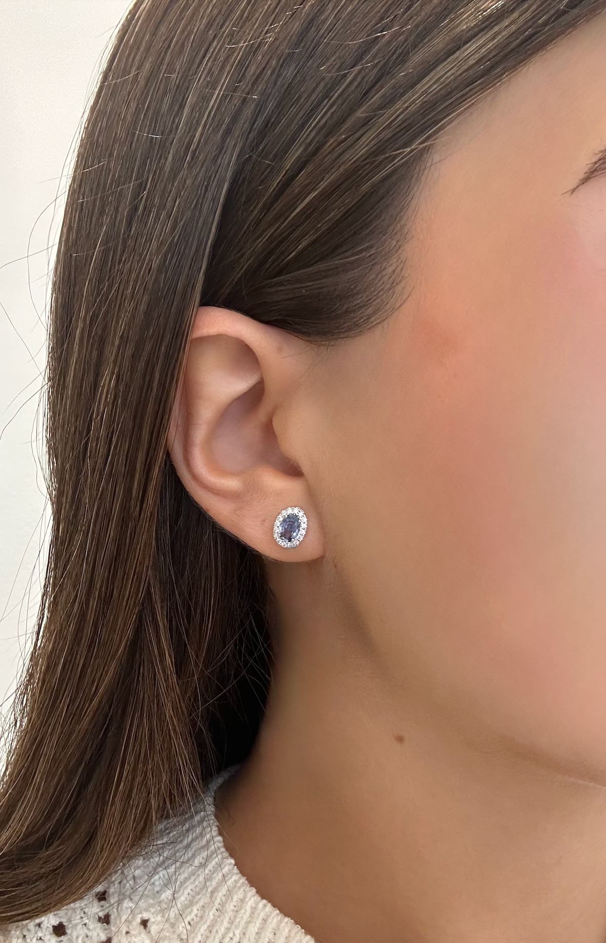 SAPPHIRE STUDS WITH DIAMOND HALO