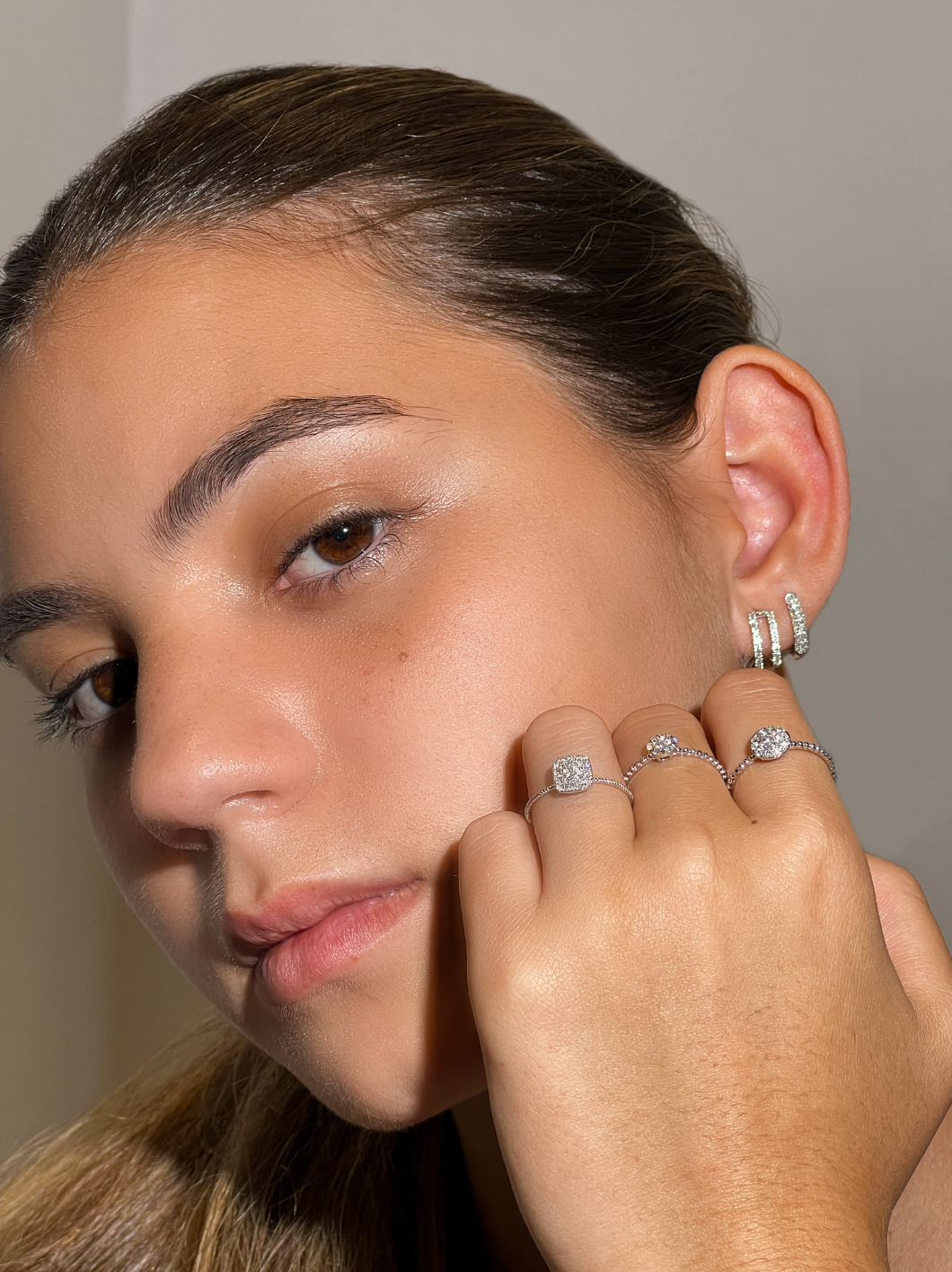 BALL DIAMOND BEADED STACKABLE RING