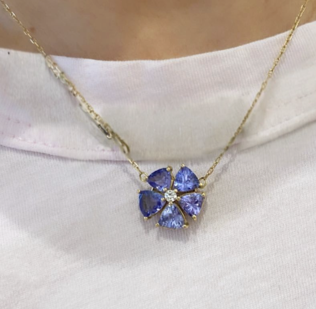 TANZANITE FLOWER PENDANT