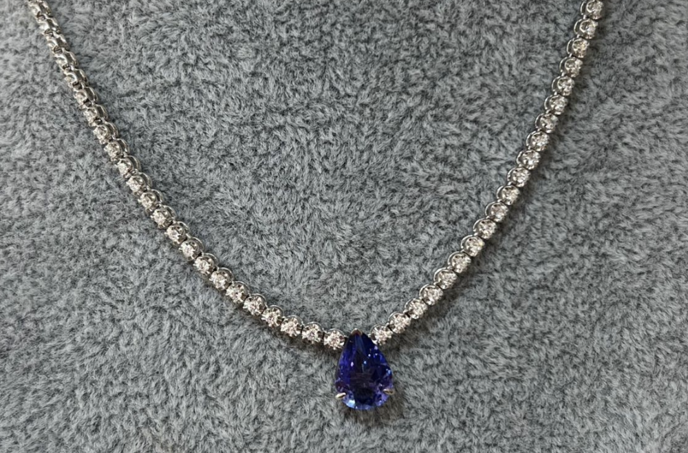 TANZANITE TENNIS CHOKER NECKLACE