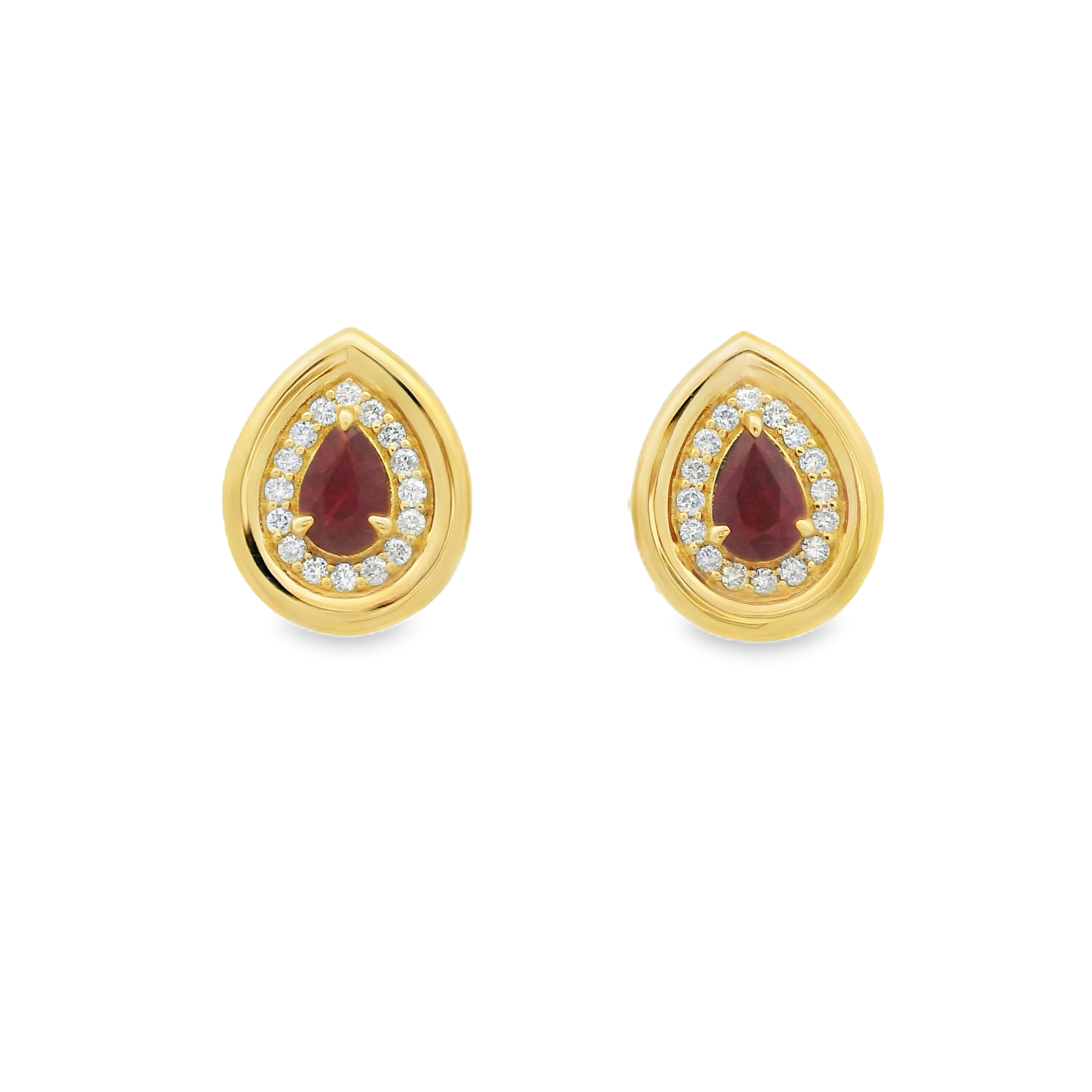 TEAR-DROP RUBY STUDS