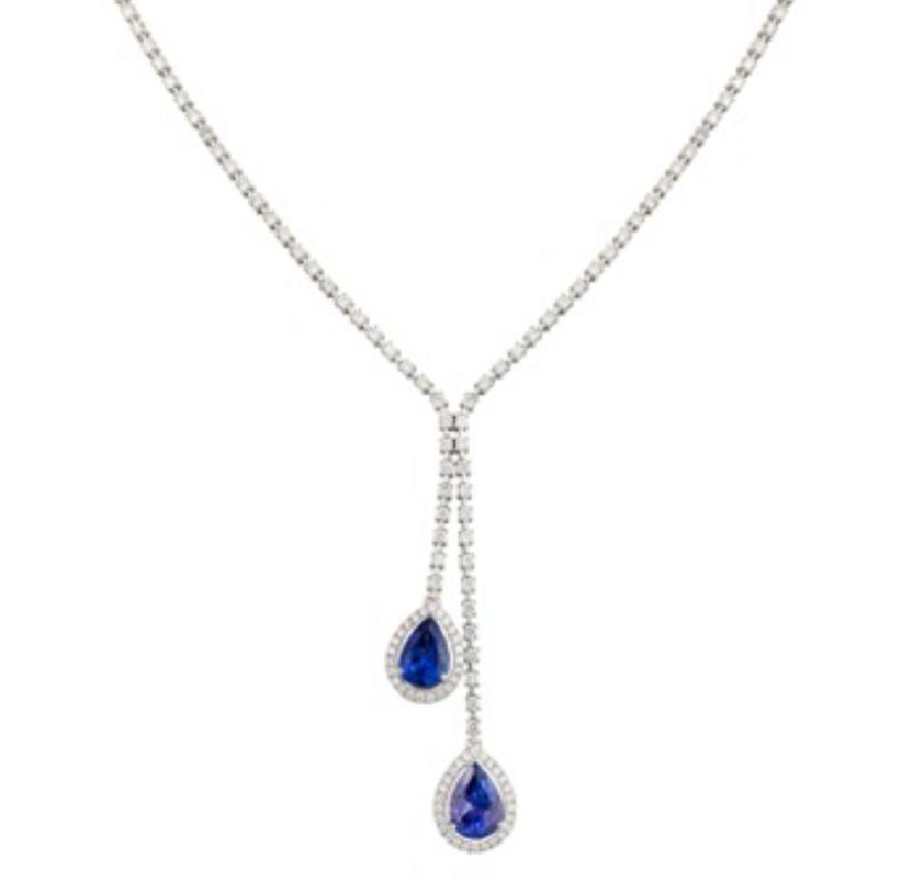 TWO-DROP TANZANITE DIAMOND NECKLACE