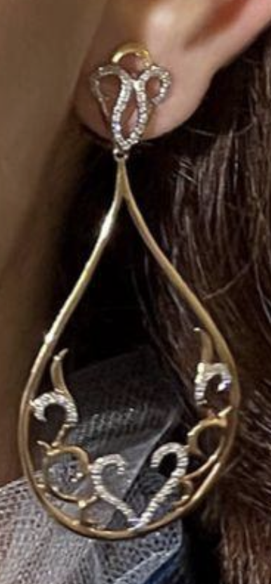 TWO-TONE GOLD DIAMOND ROSETTE DROPS