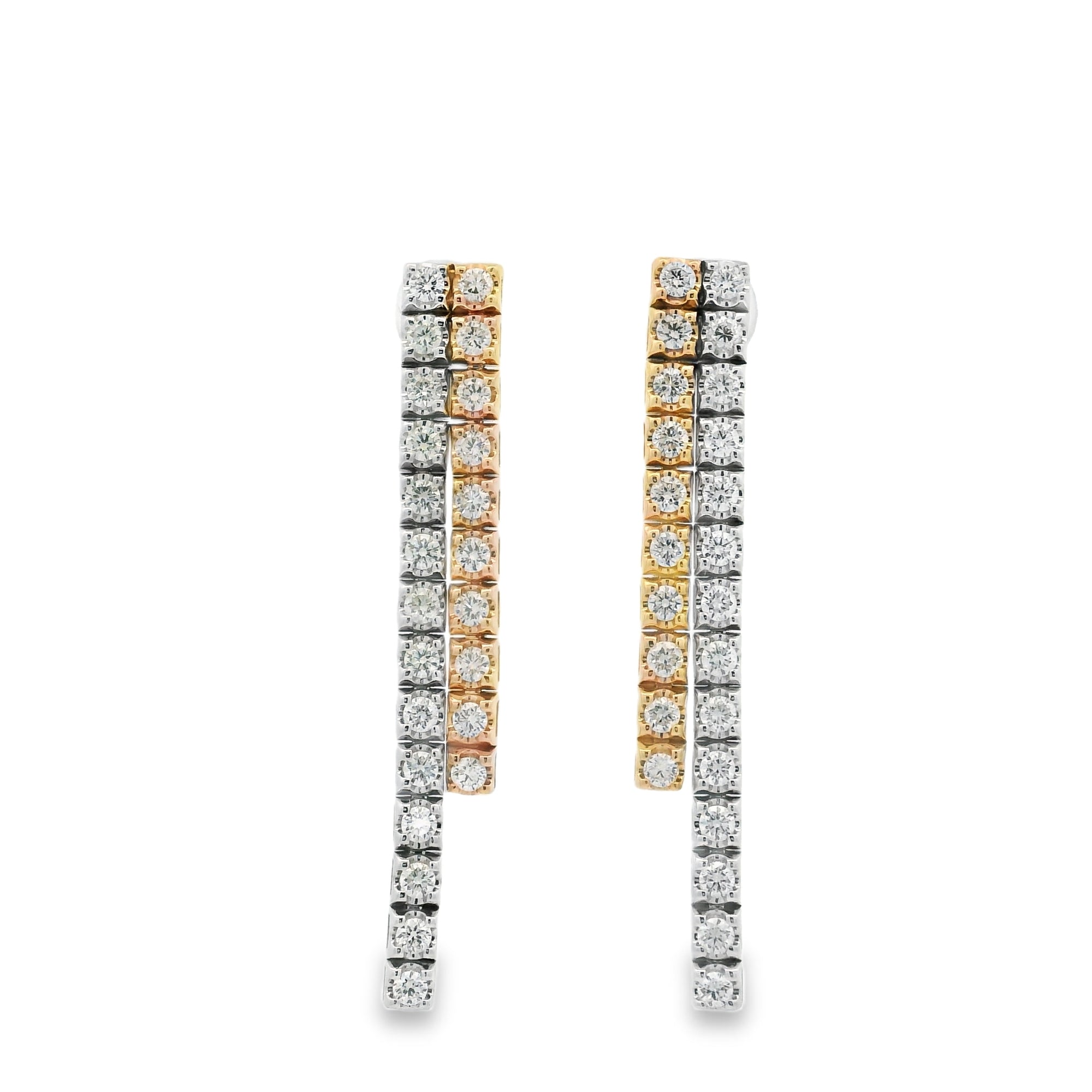 DOUBLE ROW 2 TONE DIAMOND EARRINGS