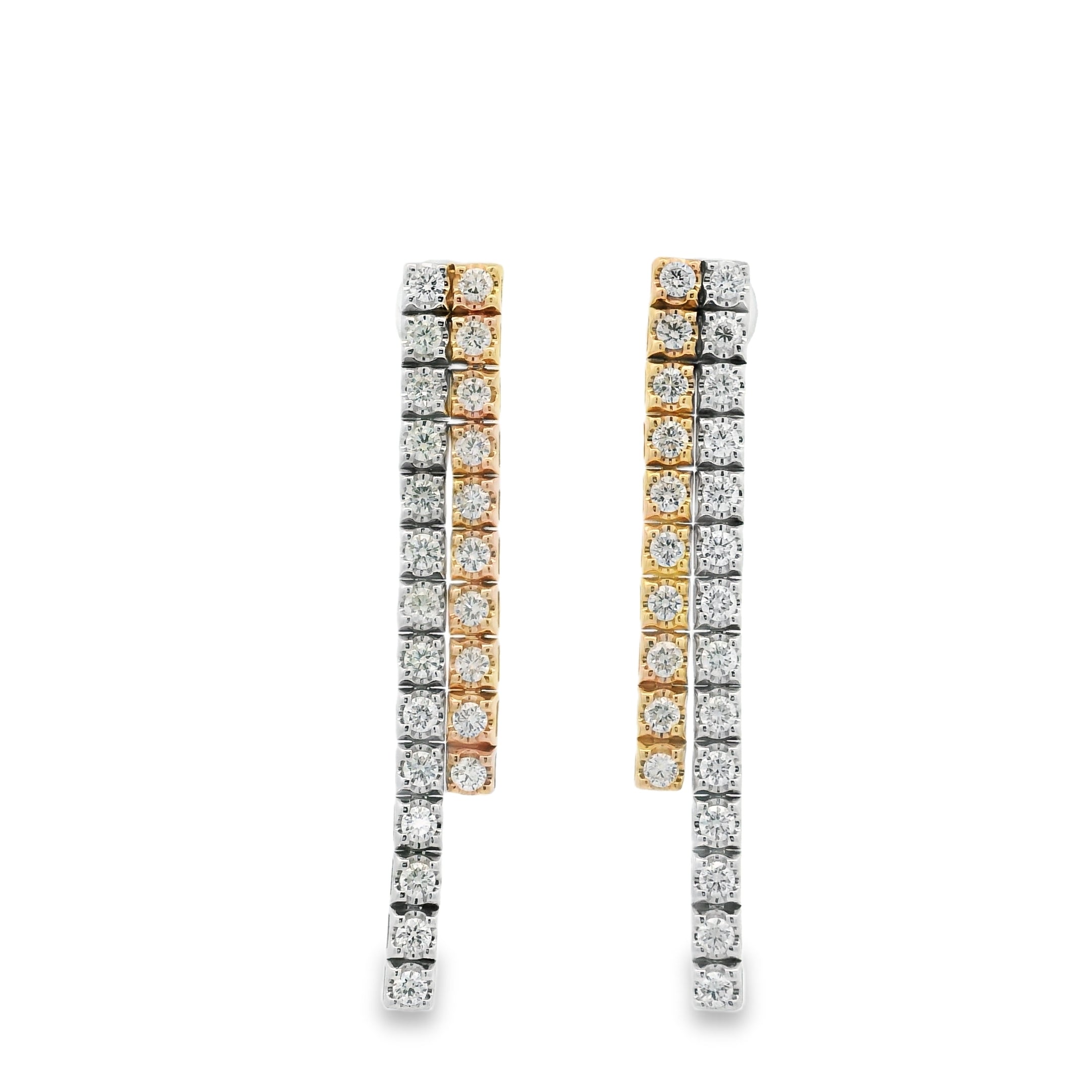 DOUBLE ROW 2 TONE DIAMOND EARRINGS
