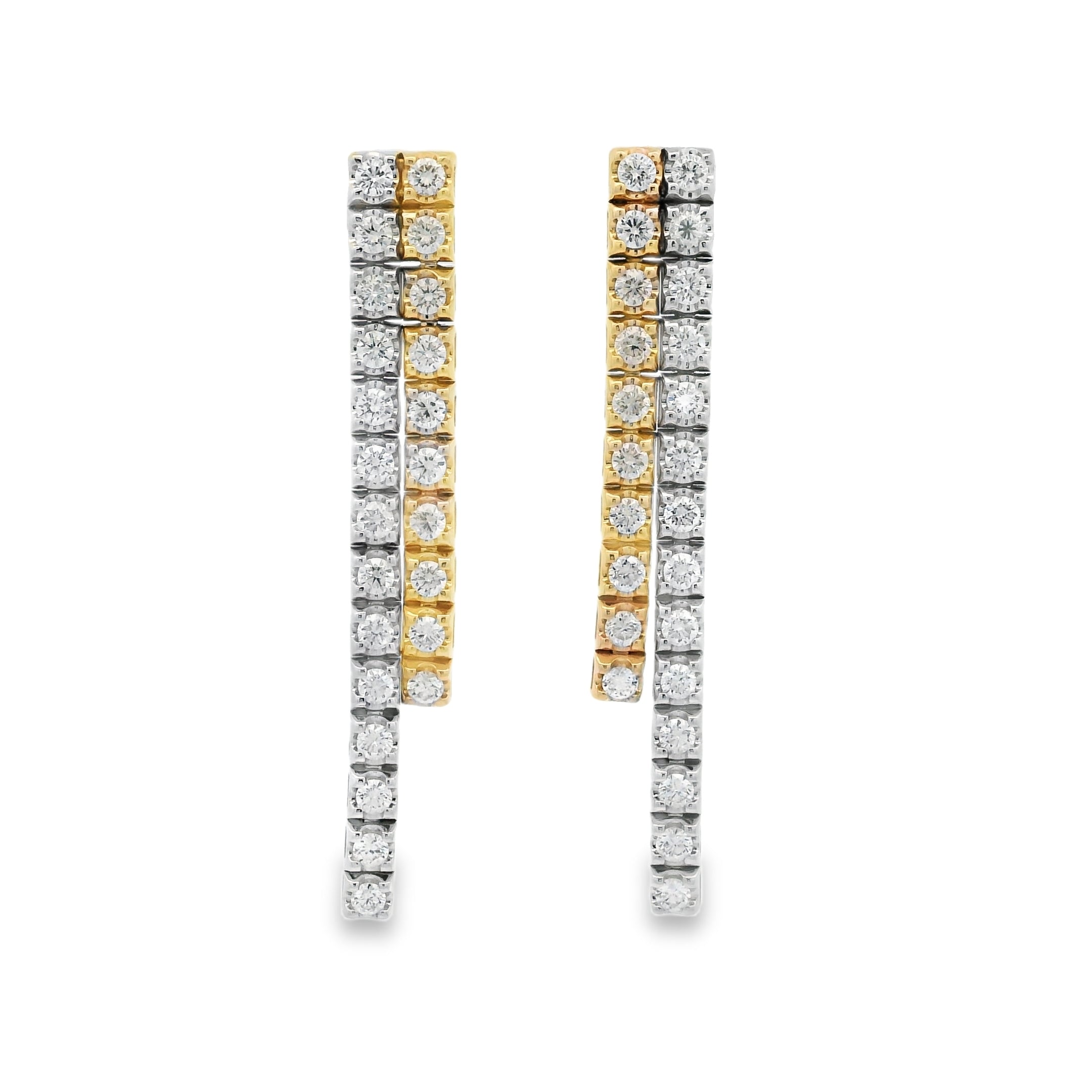 DOUBLE ROW 2 TONE DIAMOND EARRINGS