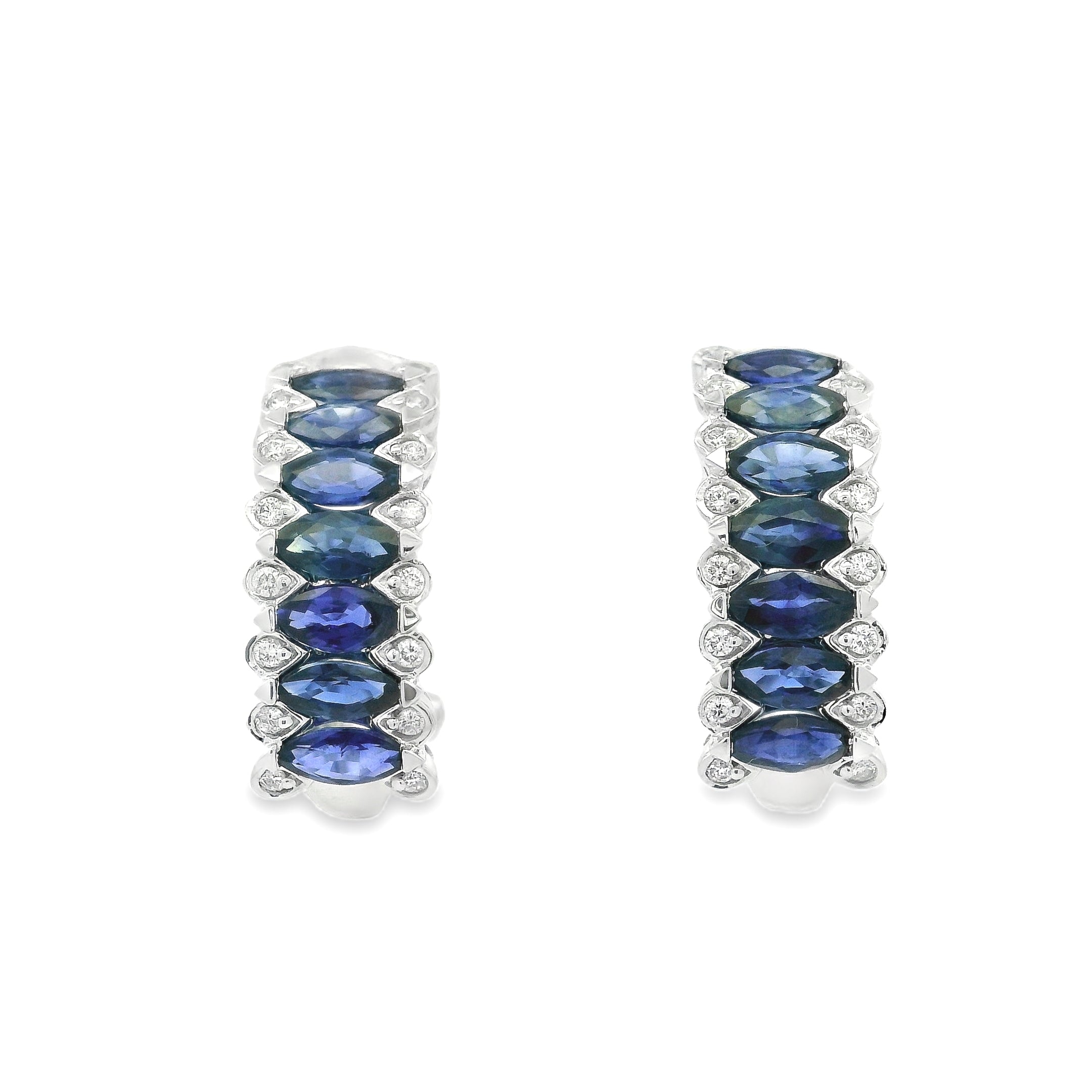 SAPPHIRE AND DIAMOND HOOPS