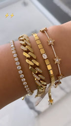 YELLOW GOLD AND DIAMOND FLAT LINK BRACELET