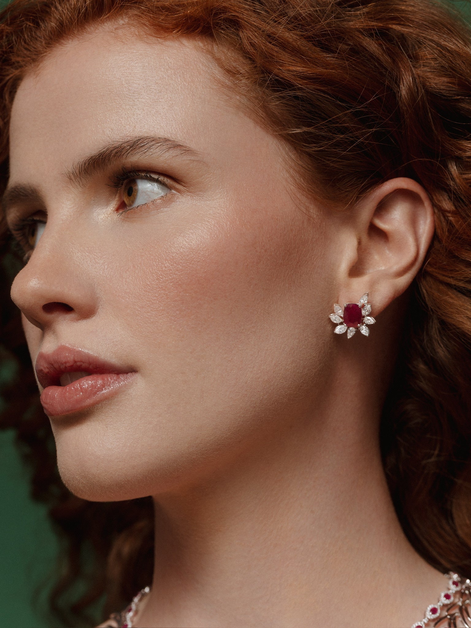 VICTORIA RUBY CLUSTER EARRINGS