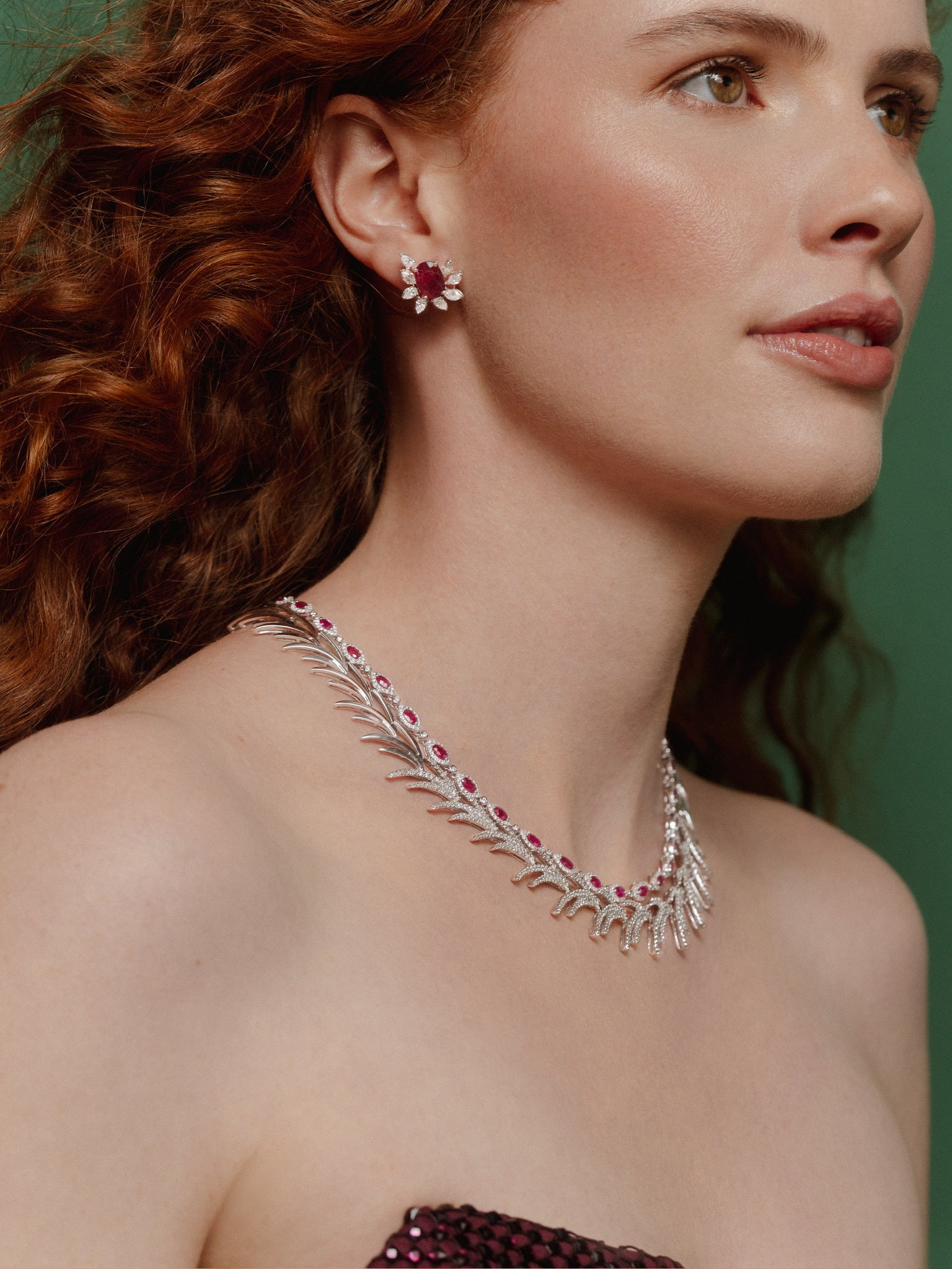 VICTORIA RUBY CLUSTER EARRINGS