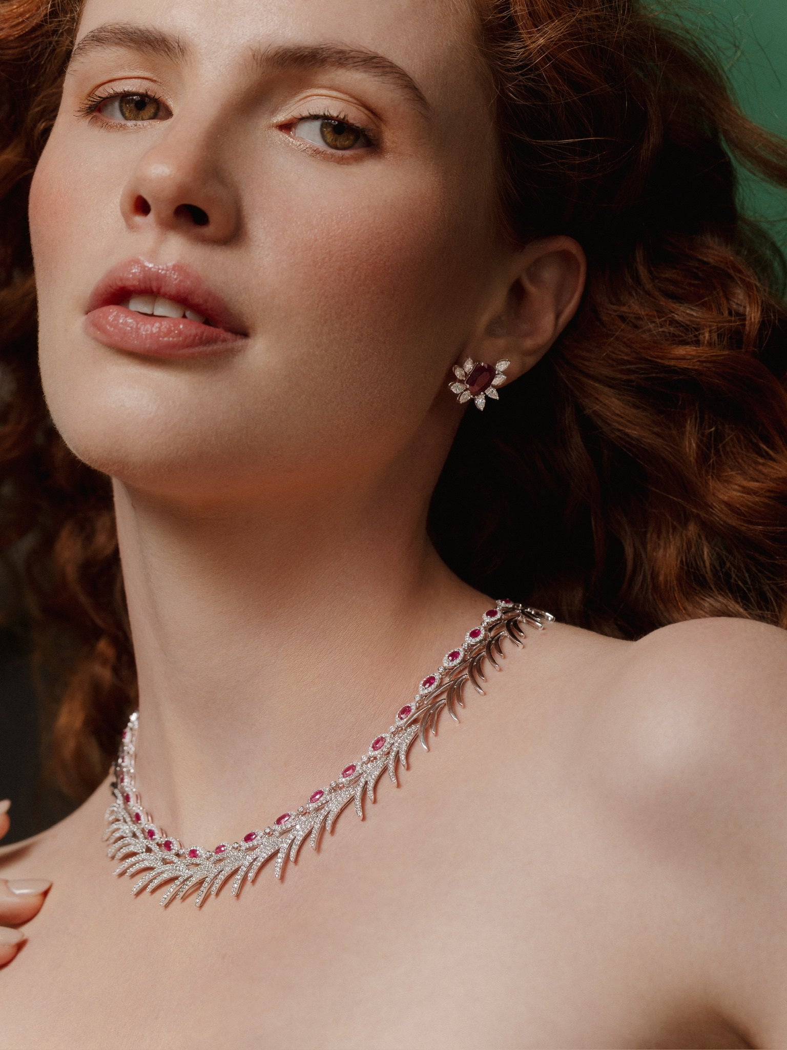 VICTORIA RUBY CLUSTER EARRINGS