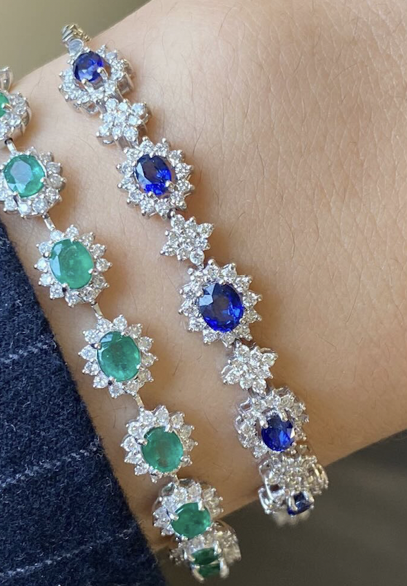 WHITE GOLD DIAMOND SAPPHIRE LINE BRACELET