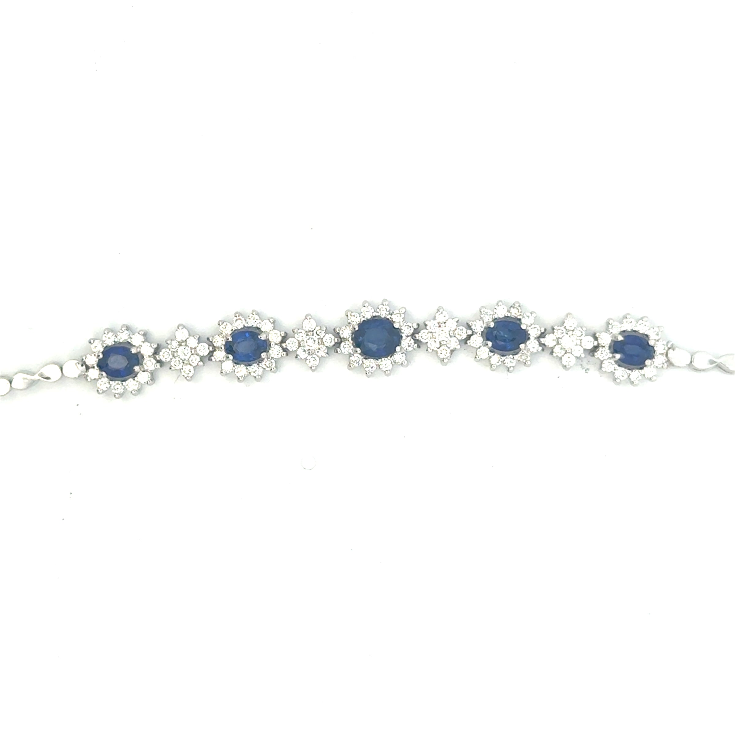 WHITE GOLD DIAMOND SAPPHIRE LINE BRACELET