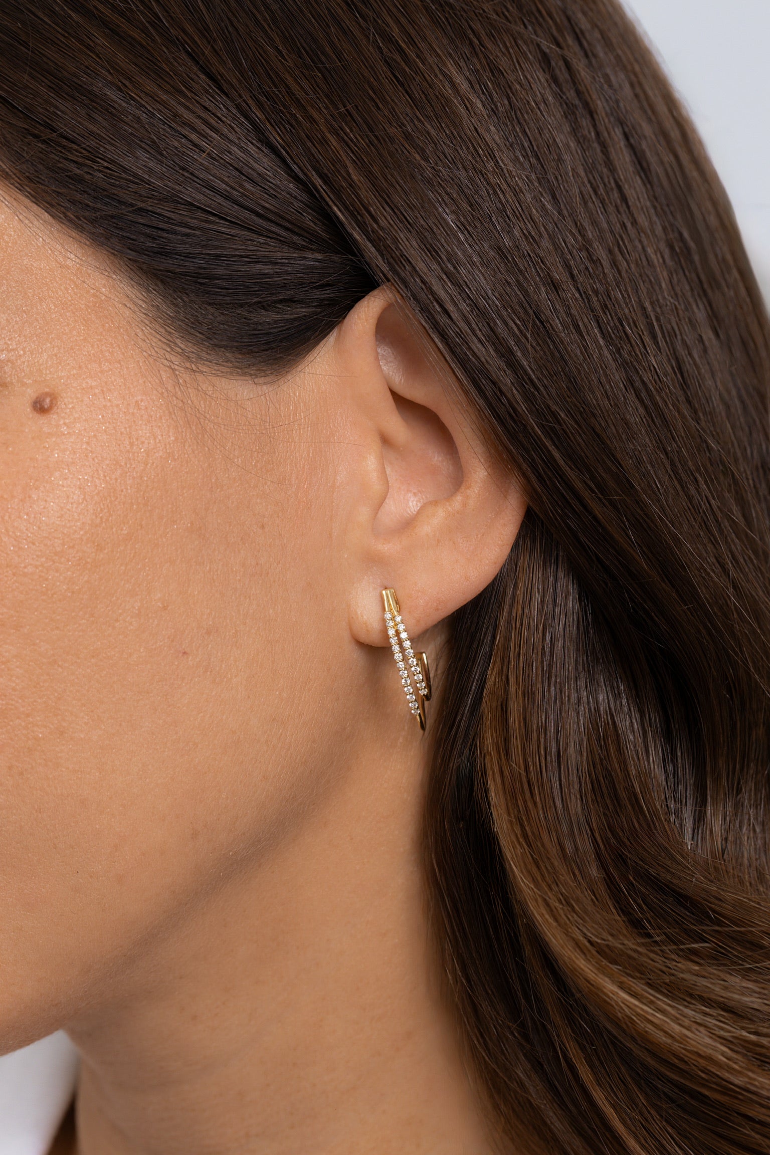 DOUBLE YELLOW GOLD DIAMOND HOOPS