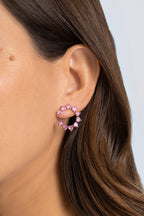 HEART PINK SAPPHIRES RONDELLE EARRINGS