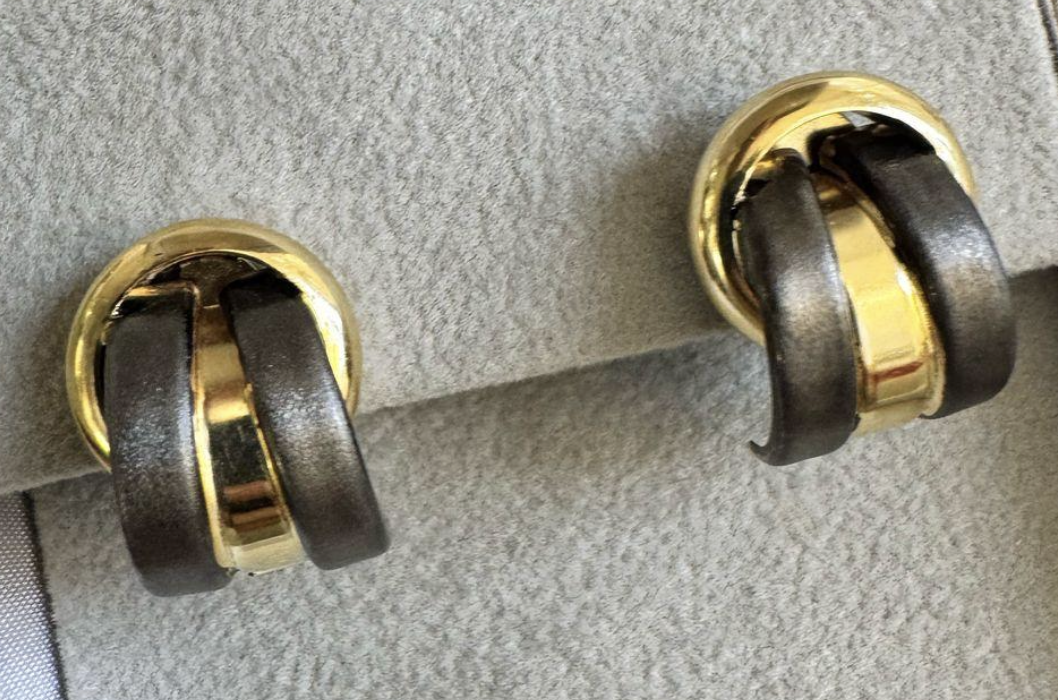 YELLOW GOLD AND BLACK RHODIUM CLIP EARRINGS