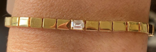 YELLOW GOLD AND DIAMOND FLAT LINK BRACELET