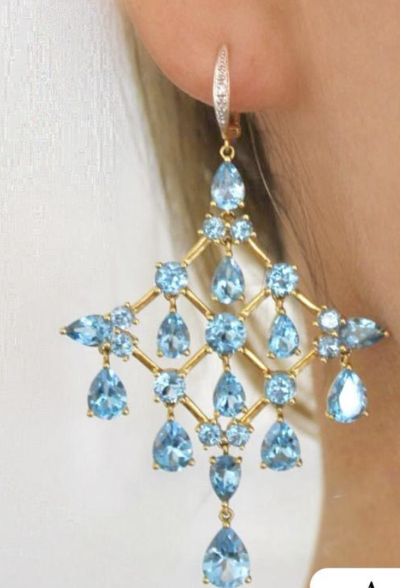 YELLOW GOLD BLUE TOPAZ DROPS